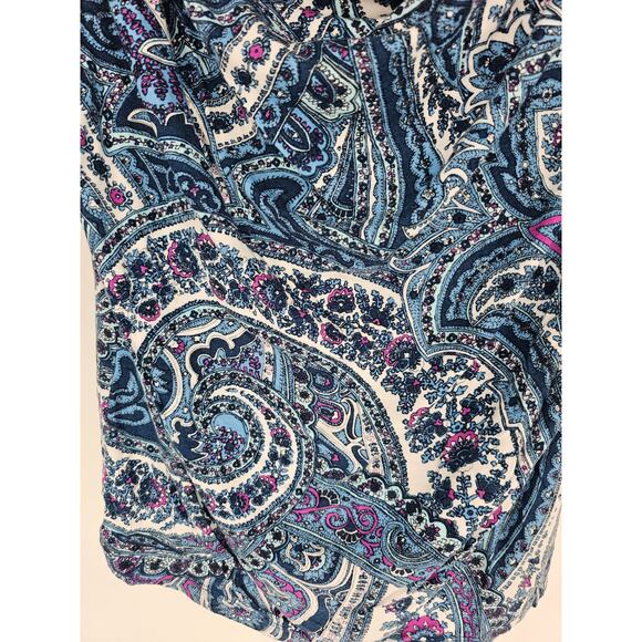 Talbots Women's Blue Paisley Sleeveless Scoop-Neck Blouse Petite S - Picture 3 of 4